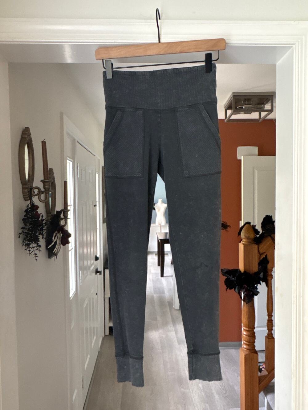 Aerie Ribbed Utility Leggings Small Dark Gray Acid Washed Athleisure